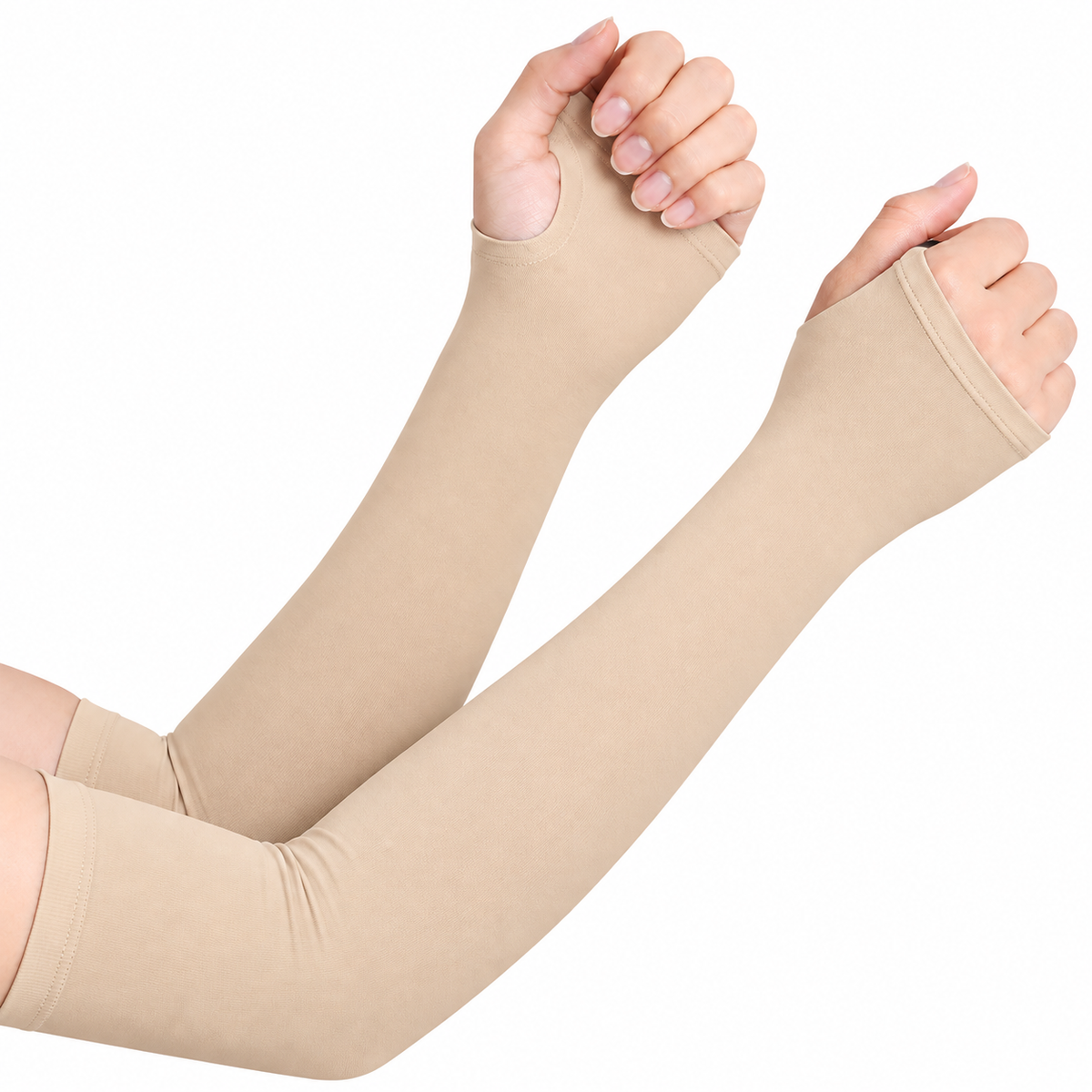 Arm Sleeves for Men & Women | UV Sun Protection | Beige