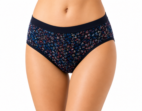 Daisy printed floral mid-rise cotton panty for women, front view
