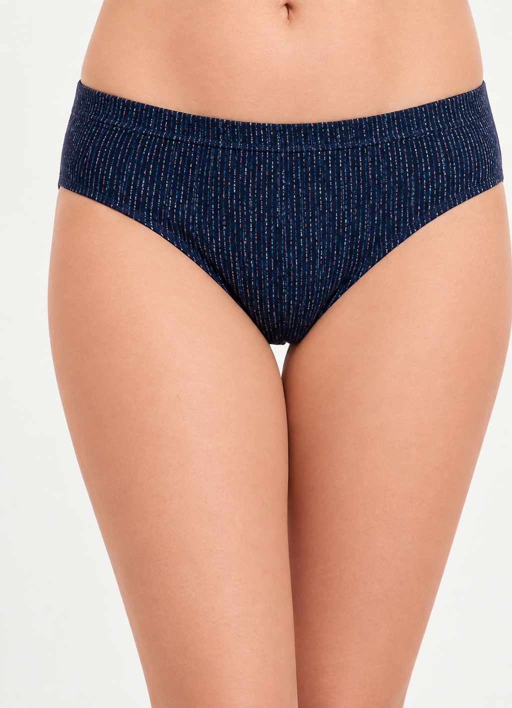 Sushmita Print women's navy blue brief panty with inner elastic and vertical print